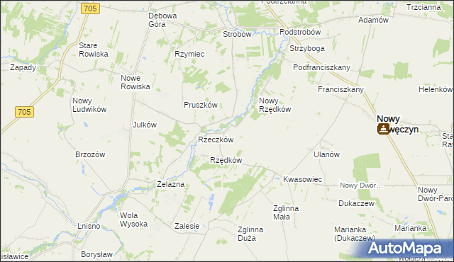 mapa Stary Rzędków, Stary Rzędków na mapie Targeo