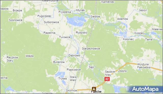 mapa Starzechowice, Starzechowice na mapie Targeo