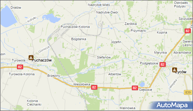 mapa Stefanów gmina Cyców, Stefanów gmina Cyców na mapie Targeo