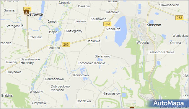 mapa Stefanowo gmina Kazimierz Biskupi, Stefanowo gmina Kazimierz Biskupi na mapie Targeo