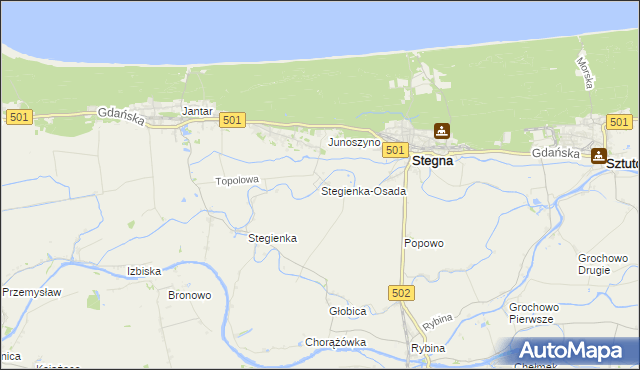 mapa Stegienka-Osada, Stegienka-Osada na mapie Targeo