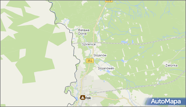 mapa Stojanów gmina Pieńsk, Stojanów gmina Pieńsk na mapie Targeo