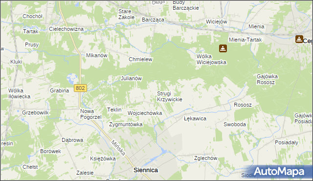 mapa Strugi Krzywickie, Strugi Krzywickie na mapie Targeo