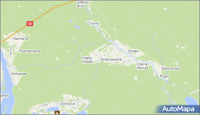 mapa Strzelcowizna, Strzelcowizna na mapie Targeo