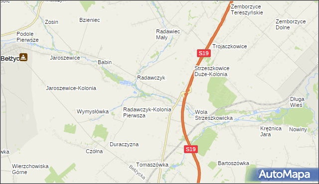 mapa Strzeszkowice Małe, Strzeszkowice Małe na mapie Targeo