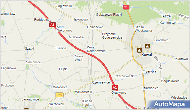 mapa Świerkowo gmina Choceń, Świerkowo gmina Choceń na mapie Targeo