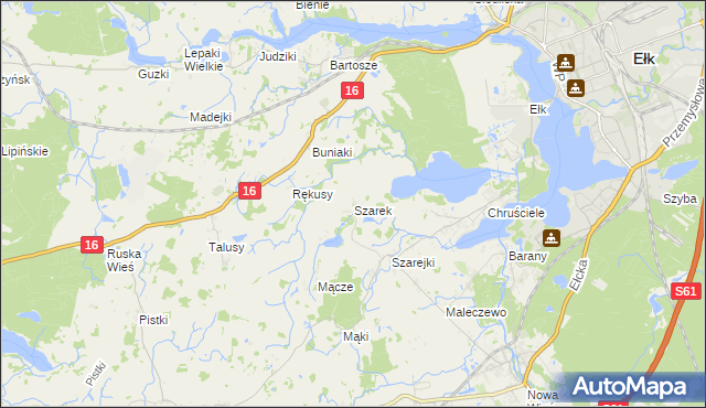 mapa Szarek gmina Ełk, Szarek gmina Ełk na mapie Targeo