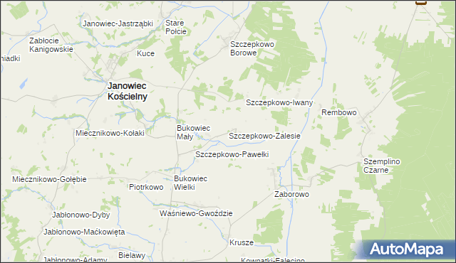 mapa Szczepkowo-Zalesie, Szczepkowo-Zalesie na mapie Targeo