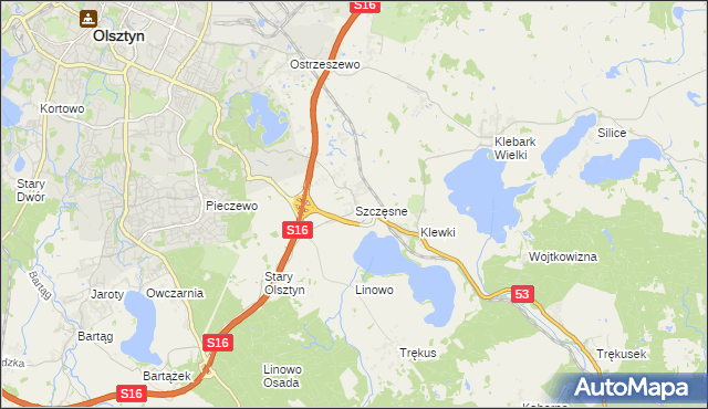 mapa Szczęsne gmina Purda, Szczęsne gmina Purda na mapie Targeo