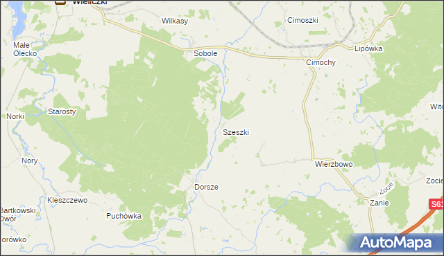 mapa Szeszki gmina Wieliczki, Szeszki gmina Wieliczki na mapie Targeo