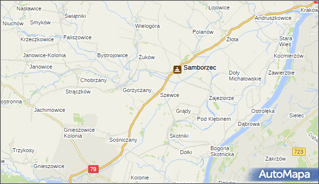 mapa Szewce gmina Samborzec, Szewce gmina Samborzec na mapie Targeo