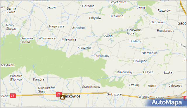 mapa Truskolasy gmina Sadowie, Truskolasy gmina Sadowie na mapie Targeo