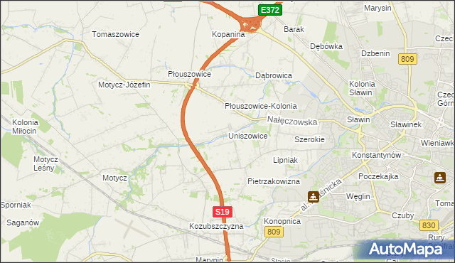 mapa Uniszowice, Uniszowice na mapie Targeo