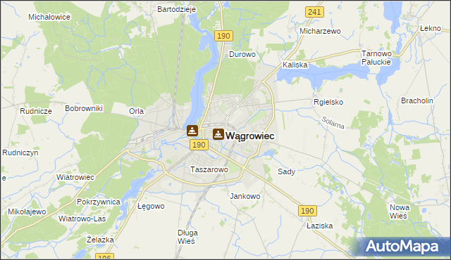 mapa Wągrowiec, Wągrowiec na mapie Targeo