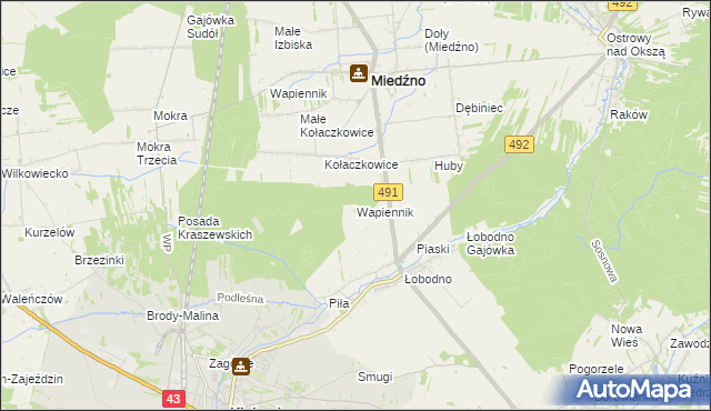 mapa Wapiennik gmina Kłobuck, Wapiennik gmina Kłobuck na mapie Targeo