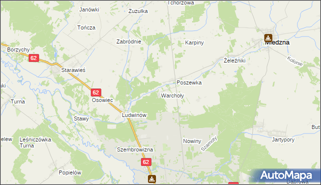 mapa Warchoły, Warchoły na mapie Targeo