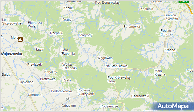 mapa Węglówka gmina Korczyna, Węglówka gmina Korczyna na mapie Targeo