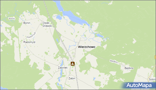 mapa Wierzchowo powiat drawski, Wierzchowo powiat drawski na mapie Targeo