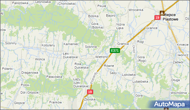 mapa Wietrzno gmina Dukla, Wietrzno gmina Dukla na mapie Targeo