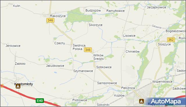 mapa Wilków Średzki, Wilków Średzki na mapie Targeo