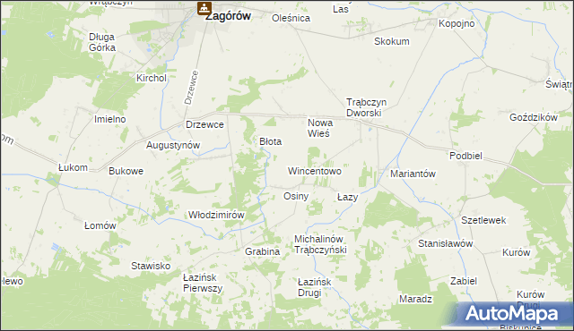 mapa Wincentowo gmina Zagórów, Wincentowo gmina Zagórów na mapie Targeo