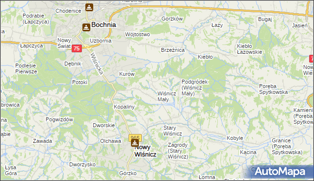 mapa Wiśnicz Mały, Wiśnicz Mały na mapie Targeo