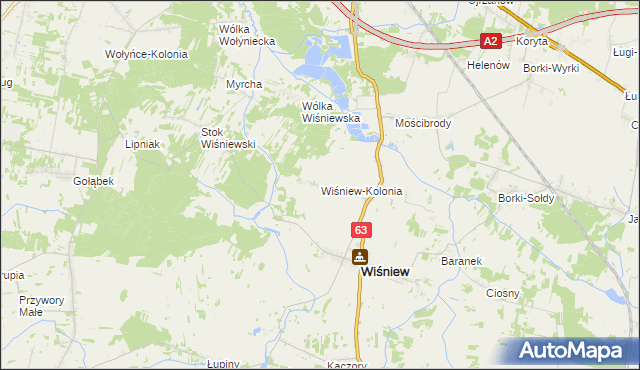 mapa Wiśniew-Kolonia, Wiśniew-Kolonia na mapie Targeo