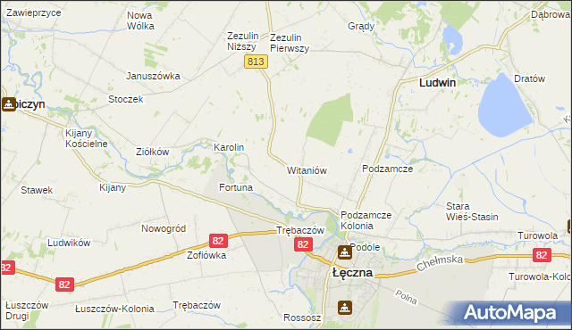 mapa Witaniów, Witaniów na mapie Targeo