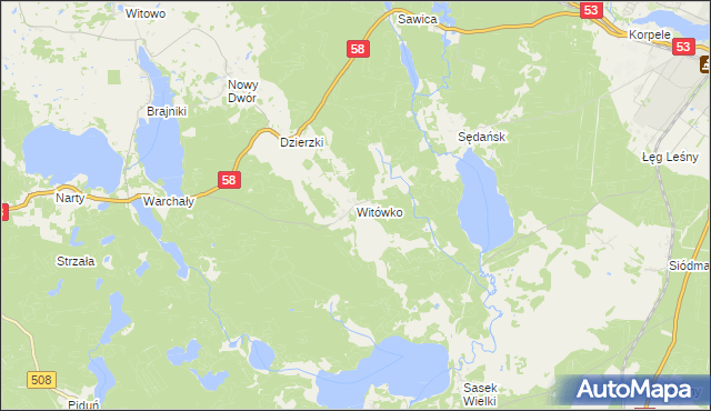 mapa Witówko, Witówko na mapie Targeo