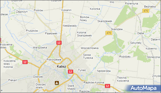 mapa Wojciechówka gmina Żelazków, Wojciechówka gmina Żelazków na mapie Targeo