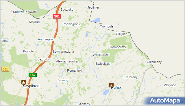 mapa Wojciuliszki, Wojciuliszki na mapie Targeo