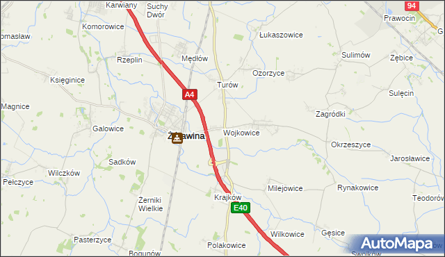 mapa Wojkowice gmina Żórawina, Wojkowice gmina Żórawina na mapie Targeo