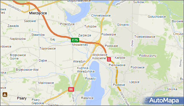 mapa Wojkowice Kościelne, Wojkowice Kościelne na mapie Targeo