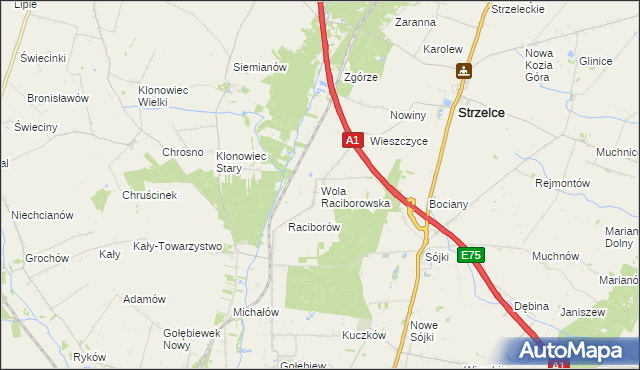 mapa Wola Raciborowska, Wola Raciborowska na mapie Targeo