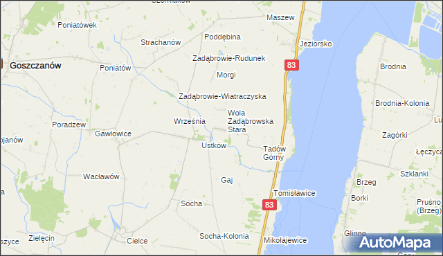 mapa Wola Zadąbrowska, Wola Zadąbrowska na mapie Targeo