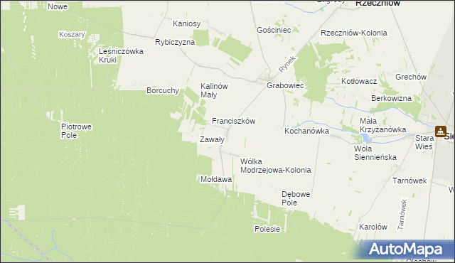 mapa Wólka Modrzejowa, Wólka Modrzejowa na mapie Targeo