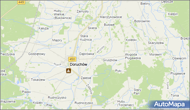 mapa Wrzosy gmina Doruchów, Wrzosy gmina Doruchów na mapie Targeo