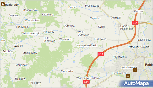 mapa Wymysłów-Piaski, Wymysłów-Piaski na mapie Targeo