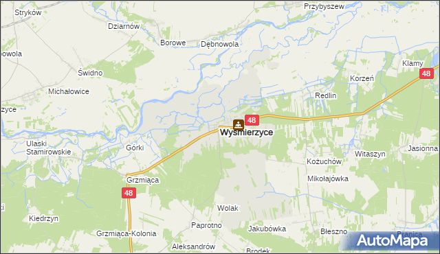 mapa Wyśmierzyce, Wyśmierzyce na mapie Targeo