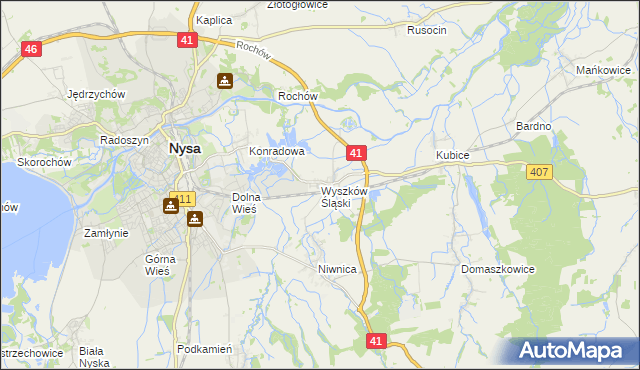 mapa Wyszków Śląski, Wyszków Śląski na mapie Targeo