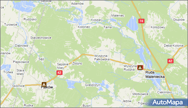 mapa Wyszyna Fałkowska, Wyszyna Fałkowska na mapie Targeo