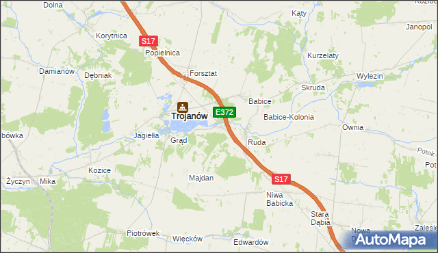 mapa Żabianka gmina Trojanów, Żabianka gmina Trojanów na mapie Targeo