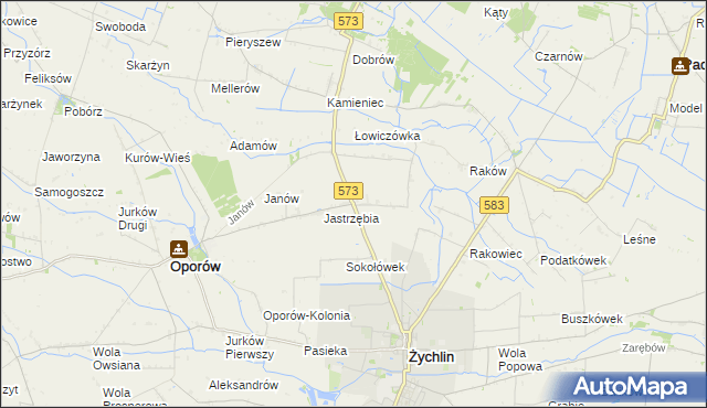 mapa Żabików gmina Żychlin, Żabików gmina Żychlin na mapie Targeo