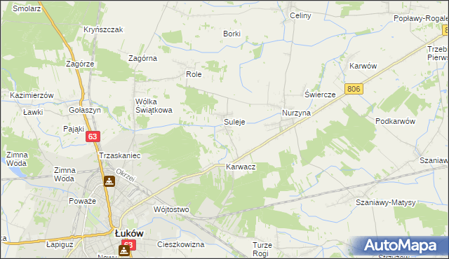 mapa Zabrodzie gmina Łuków, Zabrodzie gmina Łuków na mapie Targeo