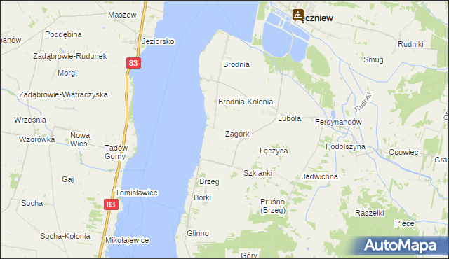 mapa Zagórki gmina Pęczniew, Zagórki gmina Pęczniew na mapie Targeo