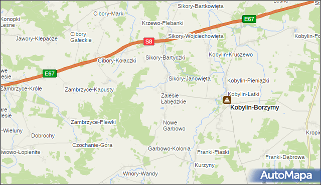 mapa Zalesie Łabędzkie, Zalesie Łabędzkie na mapie Targeo