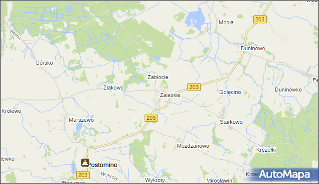 mapa Zaleskie gmina Ustka, Zaleskie gmina Ustka na mapie Targeo