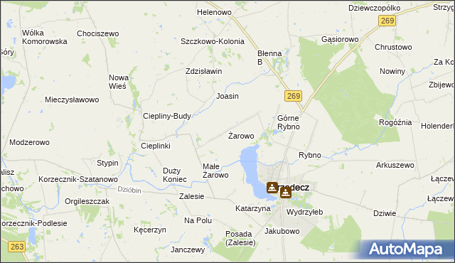 mapa Żarowo gmina Przedecz, Żarowo gmina Przedecz na mapie Targeo
