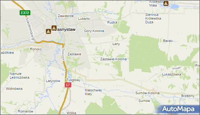 mapa Zastawie-Kolonia, Zastawie-Kolonia na mapie Targeo