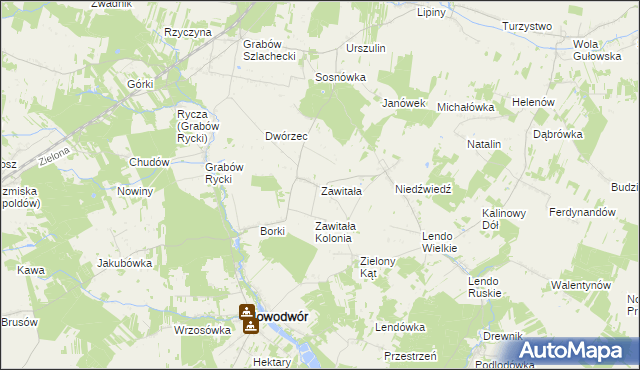 mapa Zawitała, Zawitała na mapie Targeo